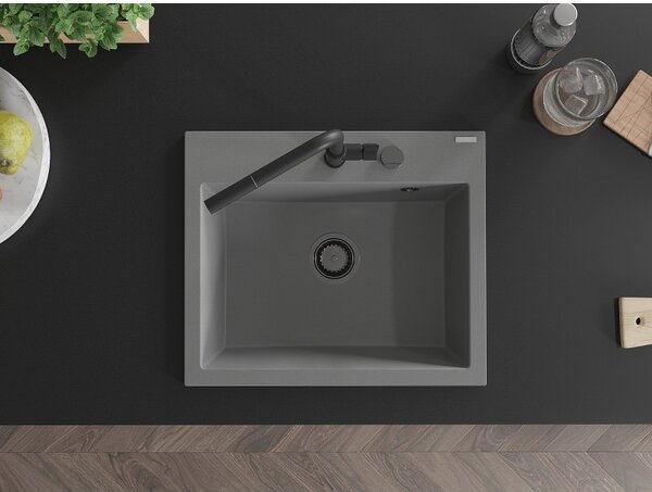 Mexen Oscar, chiuvetă granit cu 1 cameră 580x490x205 mm, gri, 6519581000-71-B