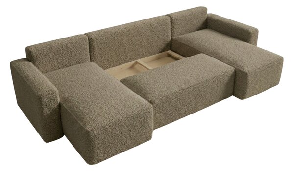 Canapea extensibila in forma de U SMART BOUCLE, bej inchis, 303x143 cm