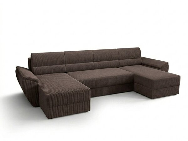 Coltar extensibil in forma de U TAVERO 321x140 cm, maro