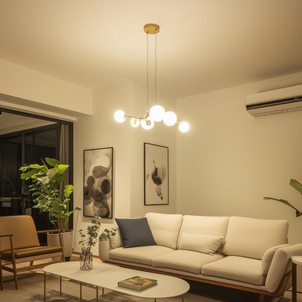 Lustră LED pe cablu BRILAGI MISTEL 6xG9/3W/230V auriu/alb