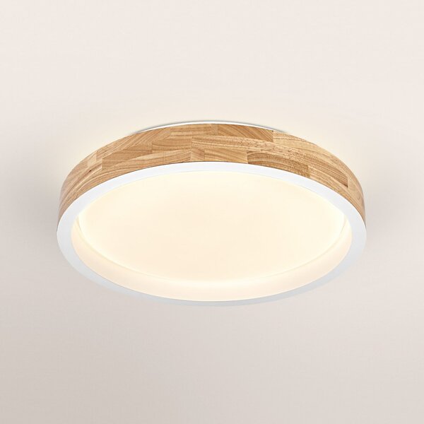 OSRAM Plafonieră LED ORBIS MARIANO, lemn/alb, Ø 41 cm, dimabilă în ceea ce, reglabil, Lemn, Camera de zi / sufragerie, Metal, Modern
