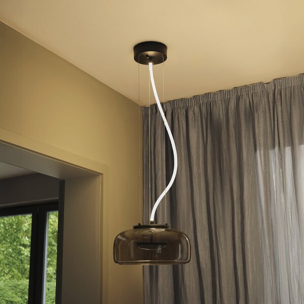 OSRAM Lampă suspendată LED DECOR GLOW gri/negru, Ø 38 cm, lumină orientată în, Gri, Camera de zi / sufragerie, Sticlă, Modern