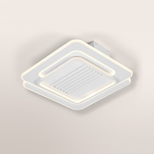 OSRAM Ventilator de tavan cu LED-uri GRILL 55x55 cm, alb, telecomandă, reglabil, Alb, Camera de zi / sufragerie, Metal, Modern