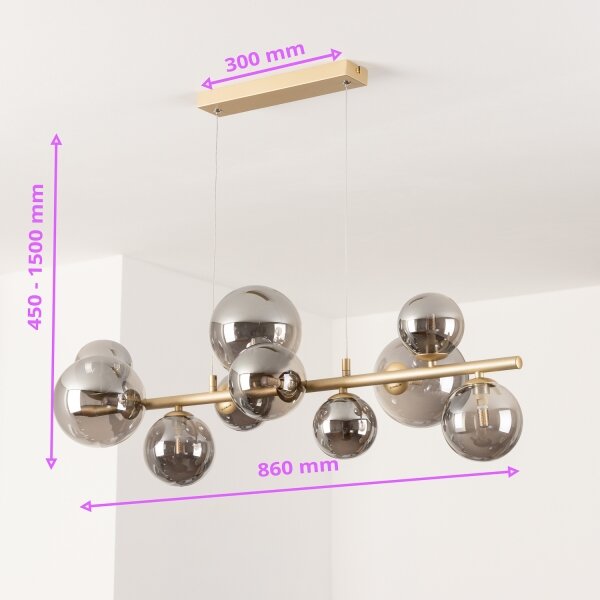 Lustră LED pe cablu Brilagi MILLA 10xG9/3W/230V auriu/fumuriu