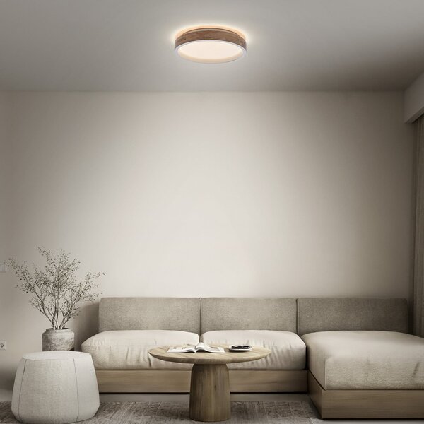 OSRAM Plafonieră LED ORBIS MARIANO, lemn/alb, Ø 41 cm, dimabilă în ceea ce, reglabil, Lemn, Camera de zi / sufragerie, Metal, Modern