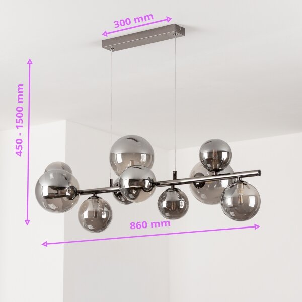 Brilagi - Lustru LED pe cablu MILLA, 10 x G9, 3W, 230V, crom-negru / sticlă fumurie