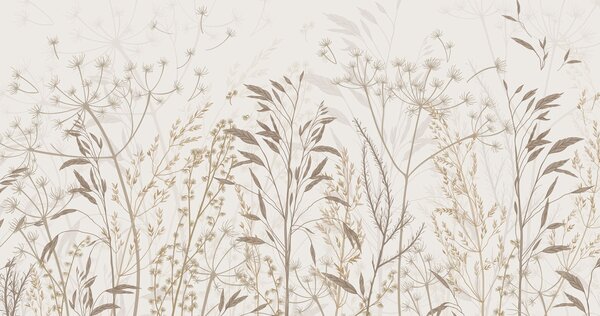 Fototapet Modele botanice delicate în tonuri neutre, Fototapet natură, Fototapet populare, w03541v2 - Tapeko.ro