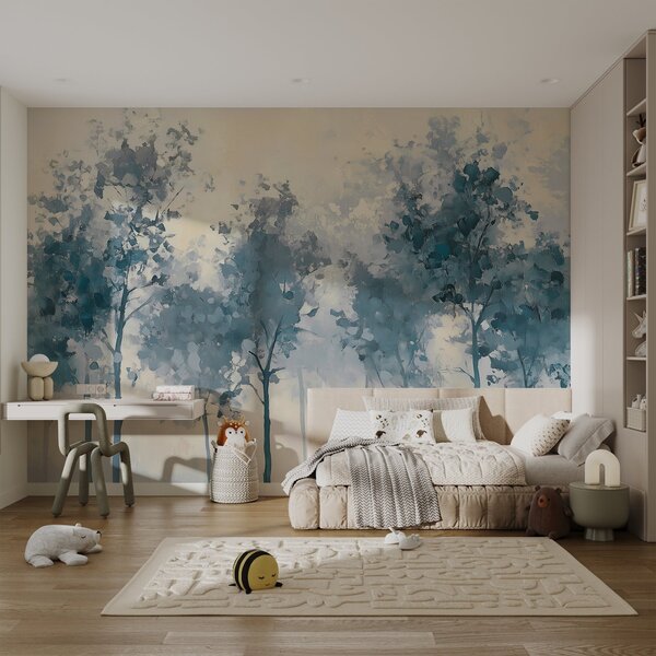 Fototapet Grup de copaci în ceață, Fototapet natură, Fototapet populare, w03576 - Tapeko.ro