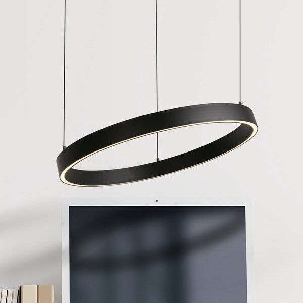 Searchlight Lampă suspendată LED Layla, negru, Ø 44 cm CCT, cu înălțime reglabilă, reglabil, Negru, Camera de zi / sufragerie, Metal, Modern