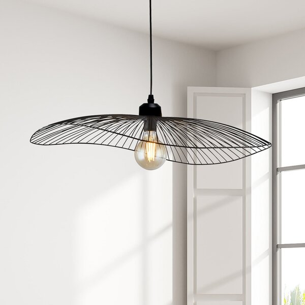 Searchlight Lampă suspendată Wave, negru, Ø 71 cm, metal, reglabil, Negru, Camera de zi / sufragerie, Metal