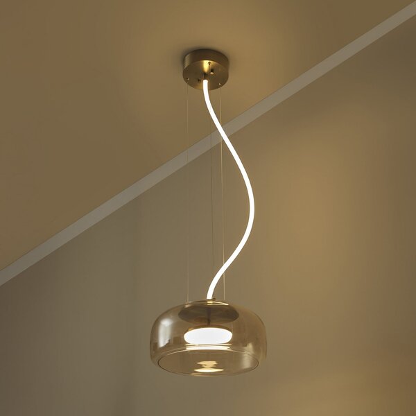 OSRAM Lampă suspendată LED DECOR GLOW, chihlimbar/auriu, Ø 38 cm, lumină, Auriu / Alamă, Camera de zi / sufragerie, Sticlă, Modern