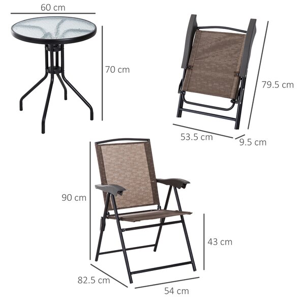 Outsunny Set de mobilier pentru gradina cu masa din sticla securizata, mobilier exterior, maro | Aosom Romania