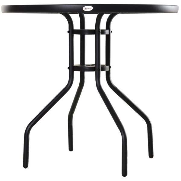 Outsunny Măsuță de Exterior din Oțel cu Sticlă Securizată, Ideală pentru Grădină și Terasă, Ф80x72cm | Aosom Romania