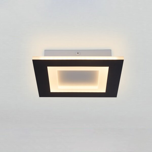 Searchlight Plafonieră LED Squary, lungime 25 cm, fier negru/alb, CCT, reglabil, Negru, Camera de zi / sufragerie, Metal, Modern