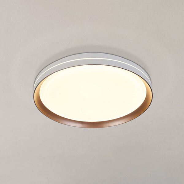 Searchlight Plafonieră LED Saucer, alb/bej, Ø 39 cm, fier/acril, reglabil, Alb, Camera de zi / sufragerie, Metal, Modern