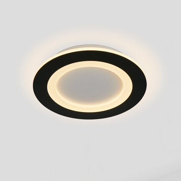 Searchlight Plafonieră LED Ringo, Ø 25 cm, negru/alb, fier/acril, CCT, reglabil, Negru, Camera de zi / sufragerie, Metal, Modern