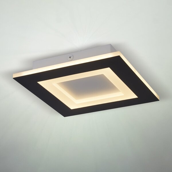 Searchlight Plafonieră LED Squary, lungime 39 cm, fier negru/alb, CCT, reglabil, Negru, Camera de zi / sufragerie, Metal, Modern