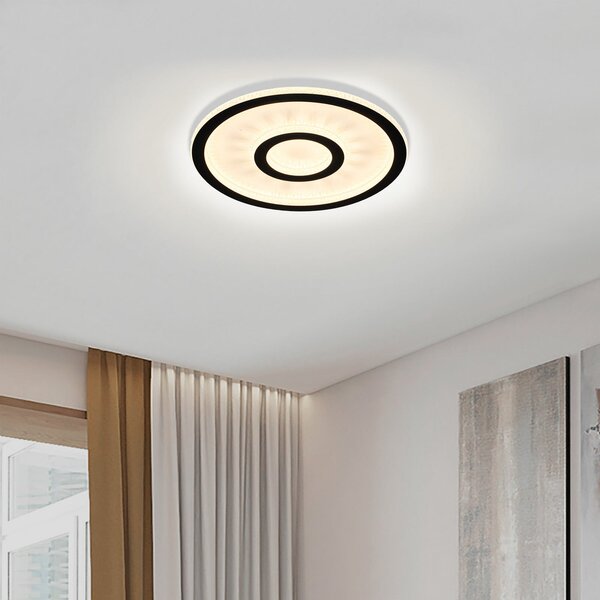Searchlight Plafonieră LED Roundel, alb/negru, Ø 35 cm, fier/acril, reglabil, Alb, Camera de zi / sufragerie, Metal, Modern