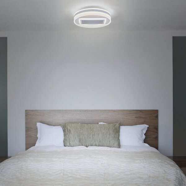 OSRAM Ventilator de tavan cu LED-uri GRILL, Ø 50 cm, alb, telecomandă, reglabil, Alb, Camera de zi / sufragerie, Metal, Modern
