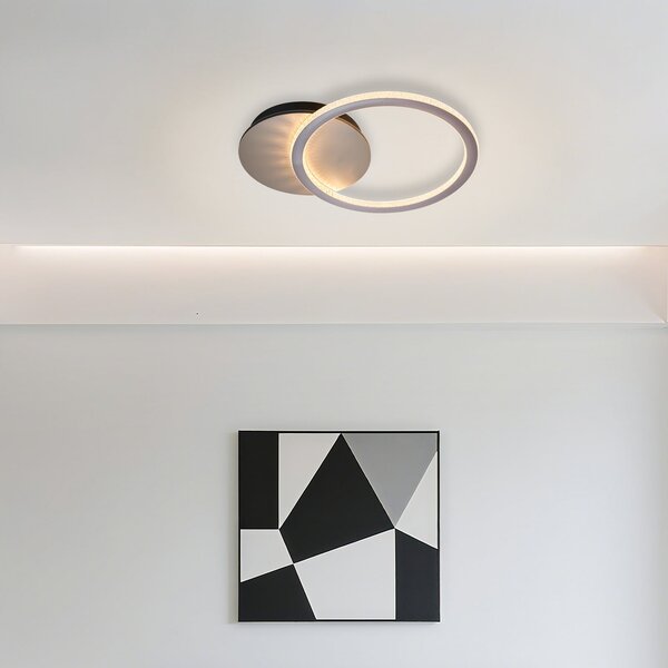 Searchlight Plafonieră LED Specs, culoare crem, lungime 45 cm, fier/acril, reglabil, Bej, Camera de zi / sufragerie, Metal, Modern
