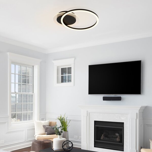Searchlight Plafonieră LED Contour, negru mat, lungime 40 cm, fier/acril, reglabil, Negru, Camera de zi / sufragerie, Metal, Modern