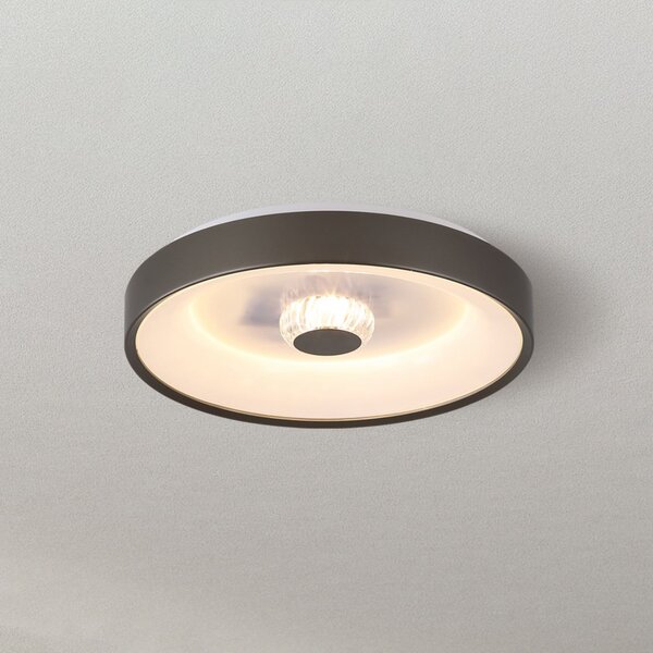 Searchlight Plafonieră LED Polka, bej/alb, Ø 38 cm, fier/acril, reglabil, Maro / Rugină, Camera de zi / sufragerie, Metal, Modern