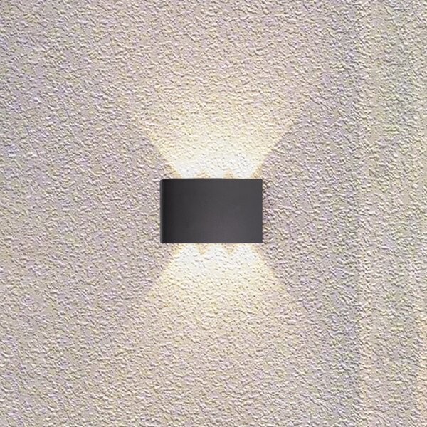 Searchlight Lampă de perete pentru exterior cu LED Shadows, lățime 18 cm, negru, metal, Negru, Aluminiu, Modern, Perete unghiular