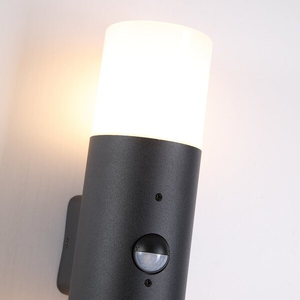 Searchlight Lampă de exterior Cannes, înălțime 30 cm, alb-negru, 2 becuri, cu senzor, Negru, Aluminiu, Modern