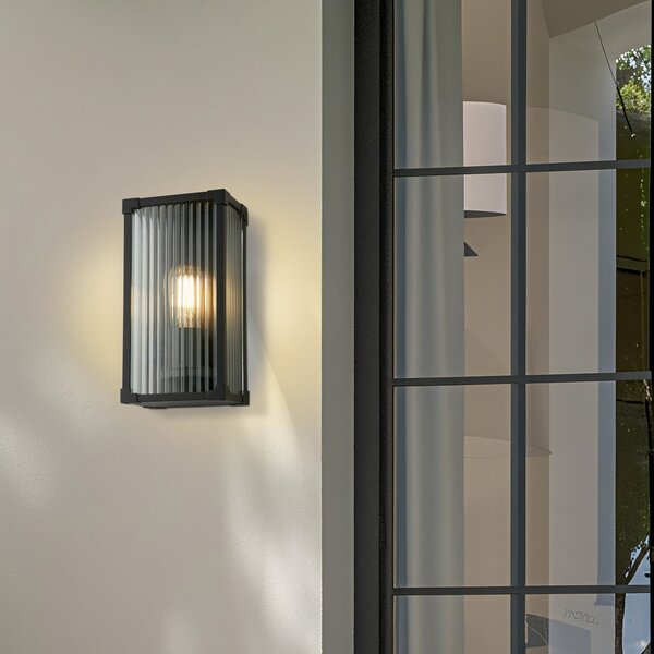 Searchlight Lampă de exterior Cincinnati, negru, lățime 16 cm, metal, Negru, Aluminiu, Modern