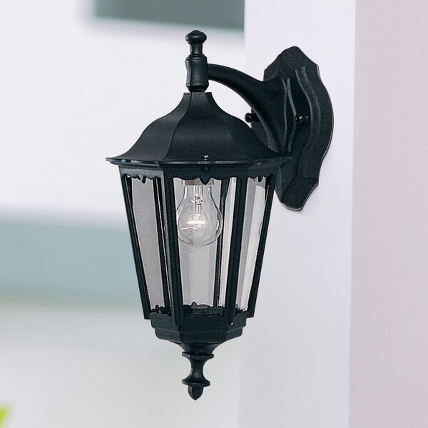 Searchlight Lampa de exterior Alex, înălțime 44 cm, negru/transparent, metal/sticlă, Negru, Aluminiu, Antichitate, Felinar