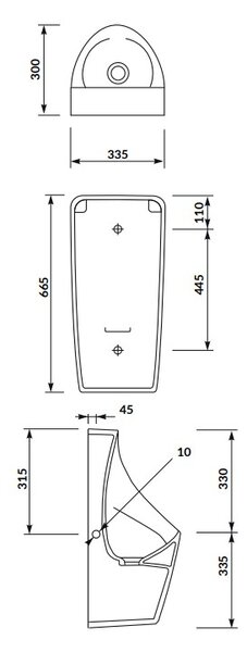 Cersanit Crea, pisoar cu dop ceramic si alimentare spate cu apa SET B144, alb, S701-357