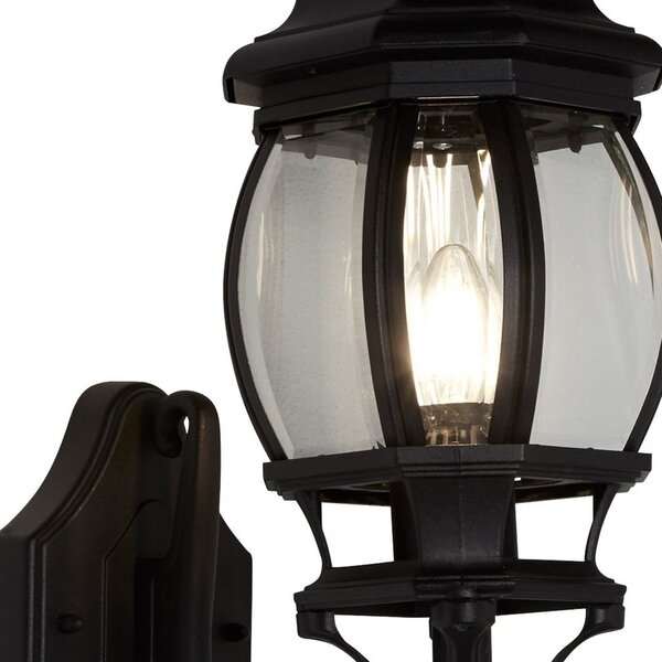 Searchlight Lampă de perete pentru exterior Bel Aire, înălțime 46 cm, negru/transparent,, Negru, Aluminiu, Antichitate, Felinar