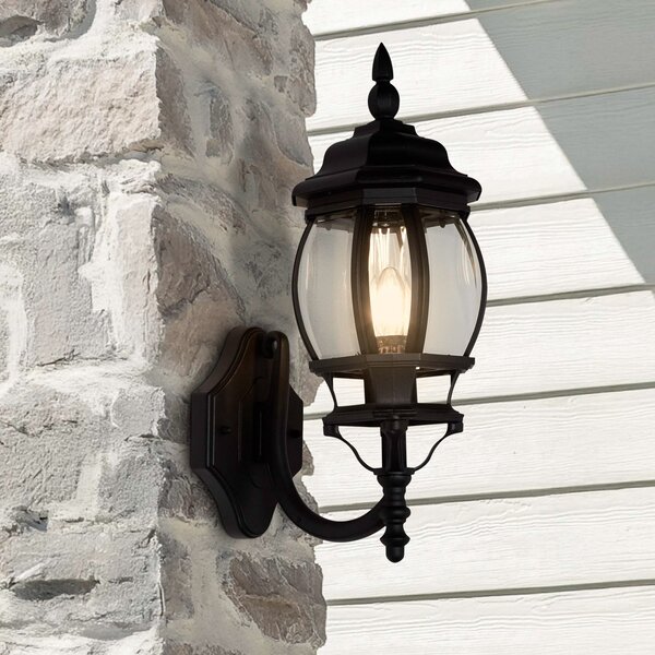 Searchlight Lampă de perete pentru exterior Bel Aire, înălțime 46 cm, negru/transparent,, Negru, Aluminiu, Antichitate, Felinar
