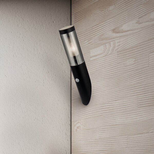 Searchlight Lampă de exterior Batton, înălțime 40 cm, negru/gri fum, senzor, Negru, Aluminiu, Modern