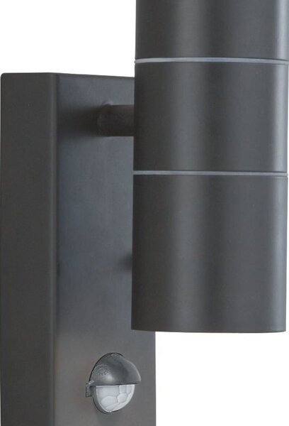 Searchlight Lampă de exterior Metro, negru, înălțime 21 cm, senzor, cu 2 becuri, Negru, Oțel inoxidabil, Modern