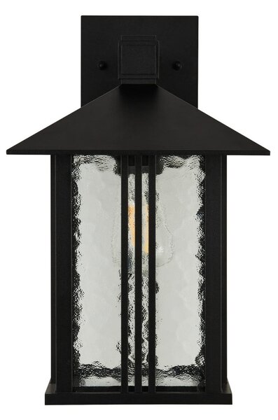 Searchlight Lampă de exterior Venice, negru, înălțime 36 cm, metal/sticlă, reglabil, Negru, Aluminiu, Soclu de perete jos