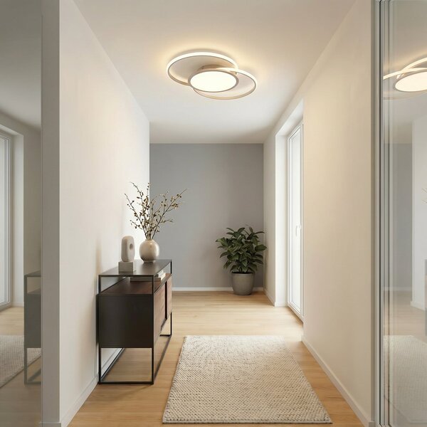 Lucande plafonieră LED Senne, CCT, argint, metal, reglabil, Metalic, dormitor, Metal, Modern