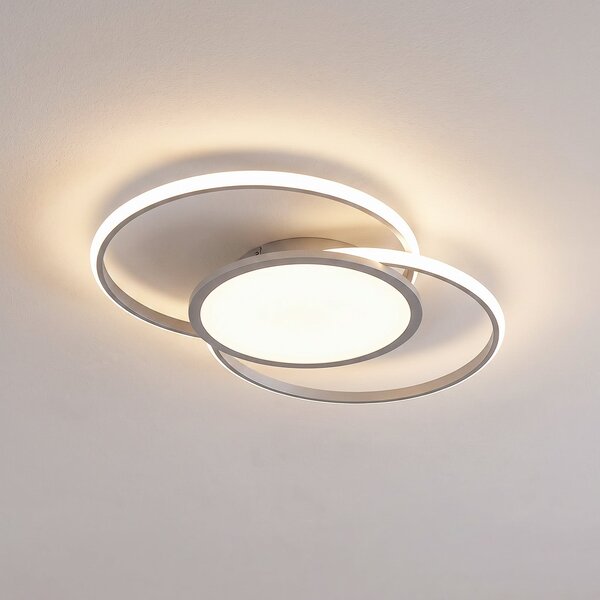 Lucande plafonieră LED Senne, CCT, argint, metal, reglabil, Metalic, dormitor, Metal, Modern