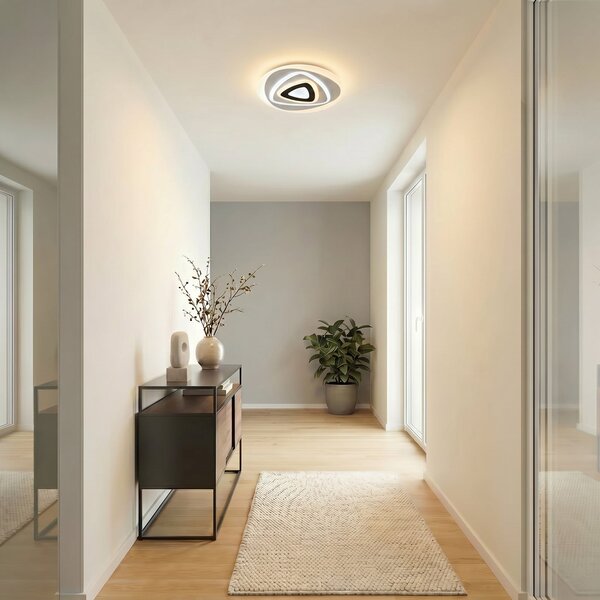 Lindby Plafonieră LED Rebeka, Ø 70 cm, CCT, telecomandă, reglabil, Alb, Camera de zi / sufragerie, Plastic, Modern