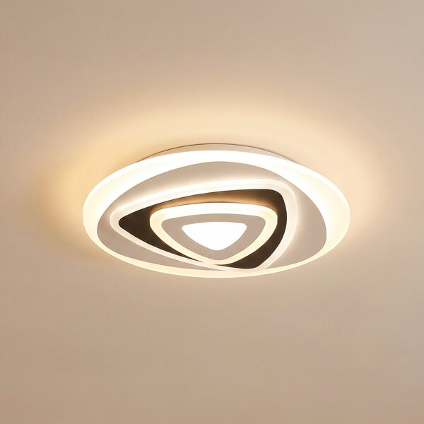 Lindby Plafonieră LED Rebeka, Ø 50 cm, CCT, telecomandă, reglabil, Negru, Camera de zi / sufragerie, Plastic, Modern
