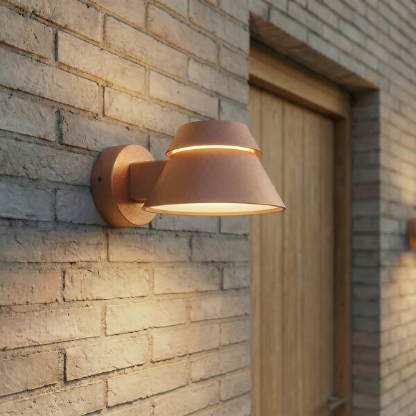 Lucande Lampa de perete pentru exterior cu LED Moena, maro, metal, IP44, Maro / Rugină, Aluminiu, Modern