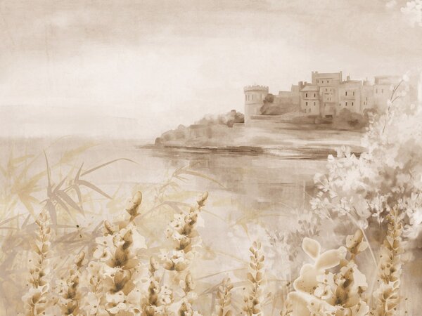 Fototapet Pictura unui castel și a unui lac, Fototapet natură, Fototapet populare, w08975v1 - Tapeko.ro