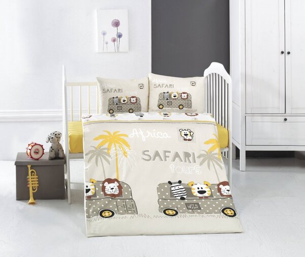 Lenjerie patut bebelusi bumbac 100% ranforce, Bahar Home, Safari