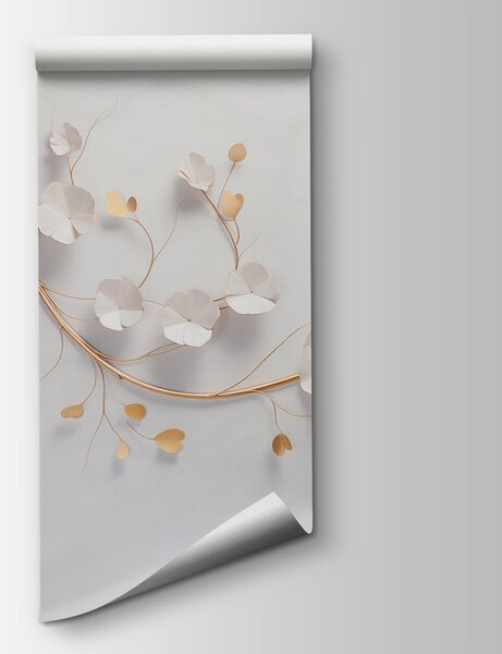 Fototapet Decor floral elegant pe un perete, Fototapet flori 3D, Fototapet populare, w03653 - Tapeko.ro