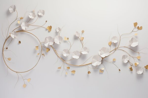 Fototapet Decor floral elegant pe un perete, Fototapet flori 3D, Fototapet populare, w03653 - Tapeko.ro