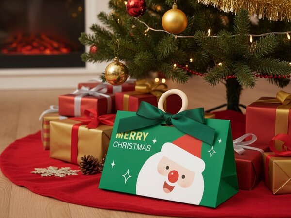 Punga cadou de Craciun MERRY CHRISTMAS 17x10x8,5 cm, verde