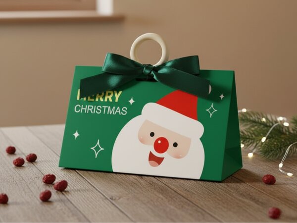 Punga cadou de Craciun MERRY CHRISTMAS 17x10x8,5 cm, verde
