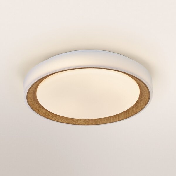 OSRAM Plafonieră LED ORBIS GLORIE alb/lemn Ø 40 cm clickdim, reglabil, Alb, Camera de zi / sufragerie, Metal, Modern