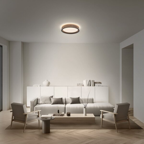 OSRAM Plafonieră LED ORBIS MARIANO lemn/negru Ø 41 cm dimabil, reglabil, Lemn, Camera de zi / sufragerie, Metal, Modern