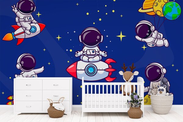 Fototapet Desen animat astronaut în spațiu, Fototapet spațiu cosmic, Fototapet populare, w03682 - Tapeko.ro
